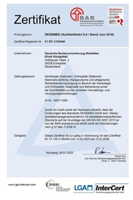 Zertifikat der DEGEMED Zertifikat der DEGEMED
